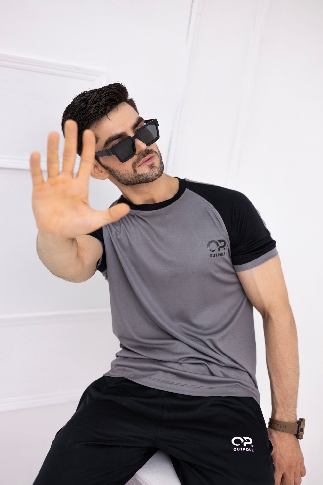 OUTPOLE Men's Premium Dri-Fit Activewear – Grey & Black