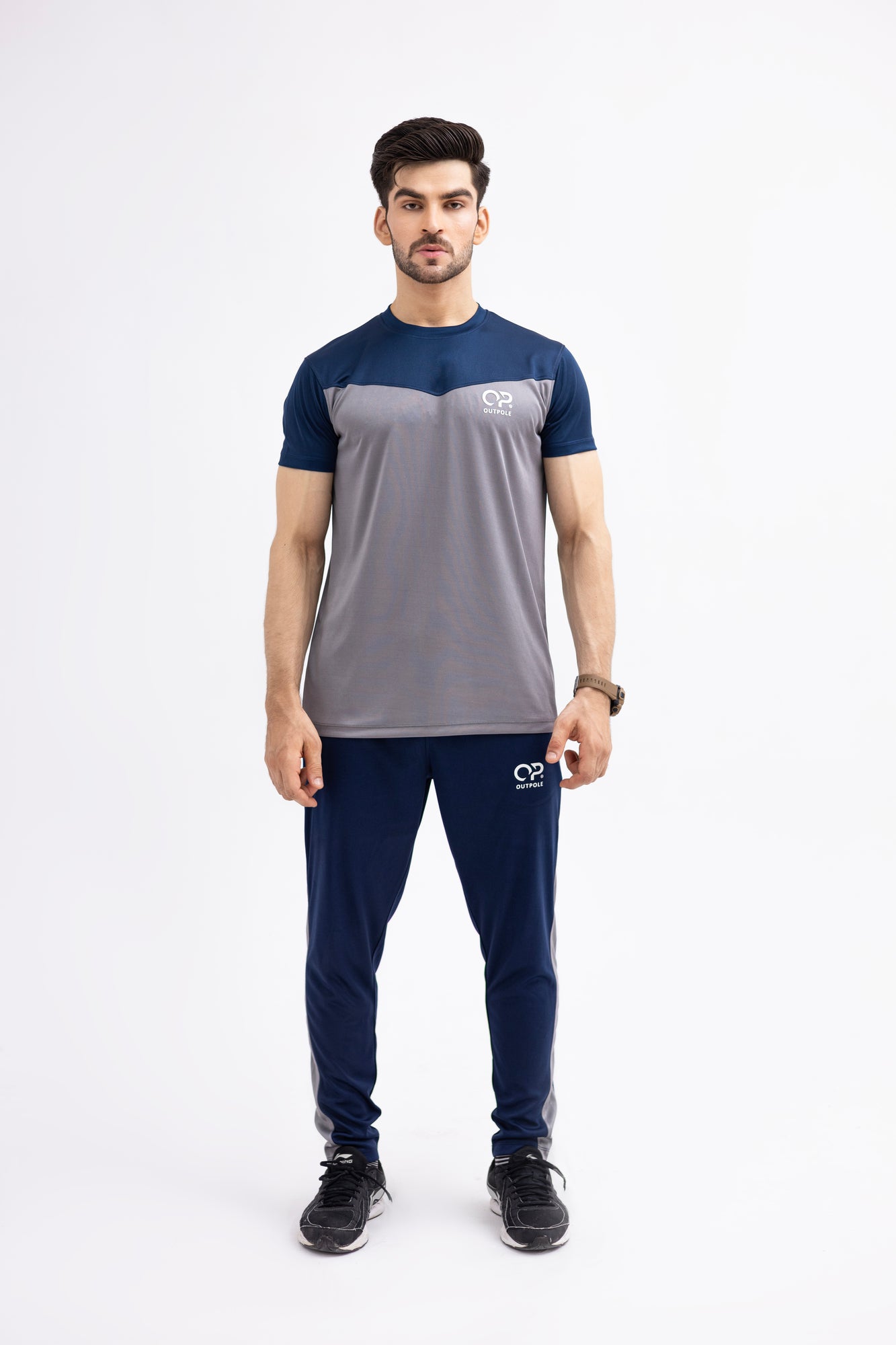 Men's Dual-Tone Activewear Set – Navy & Grey | OUTPOLE