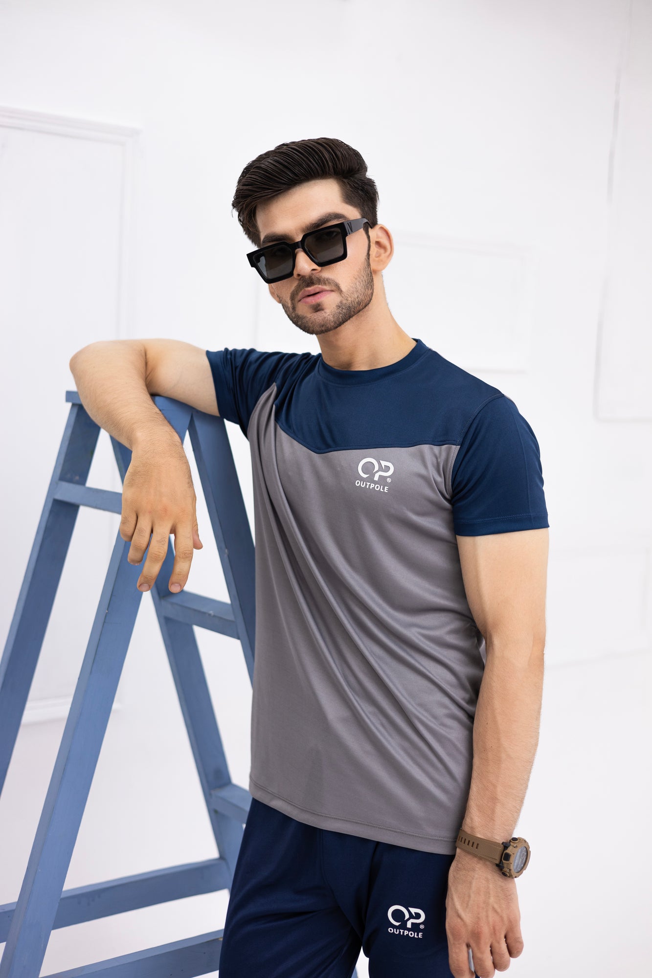 Men's Dual-Tone Activewear Set – Navy & Grey | OUTPOLE