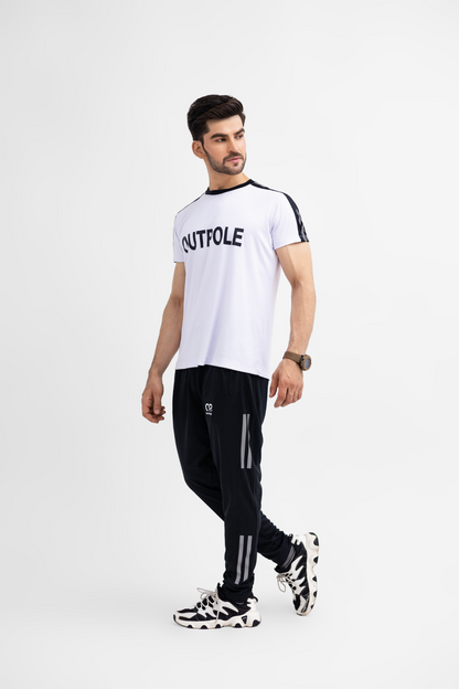 OUTPOLE Classic White & Black Tracksuit – Men's Dri-Fit Activewear Set