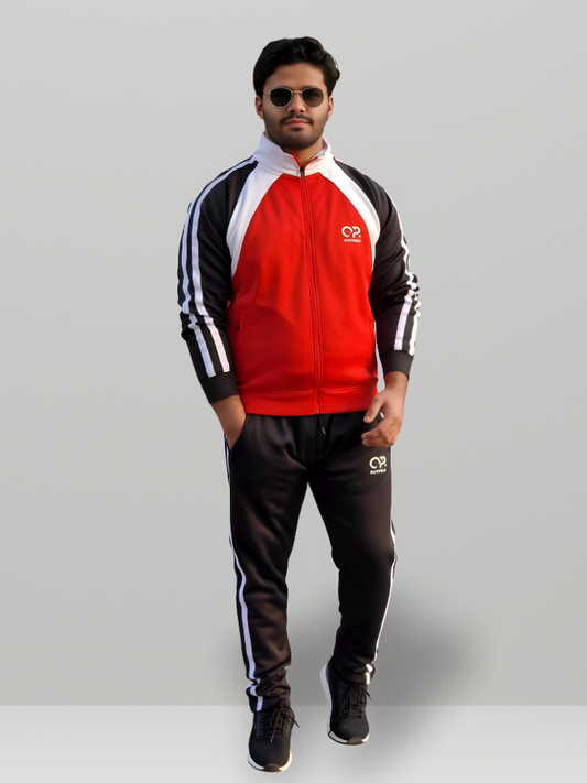 Outpole Red & Black Track Suit – Bold & Sporty Winter Wear