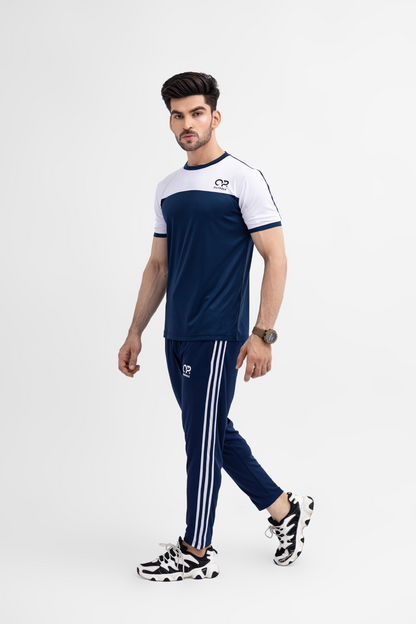 Men’s Dri-Fit Sportswear Set – Navy Blue & White Performance Combo