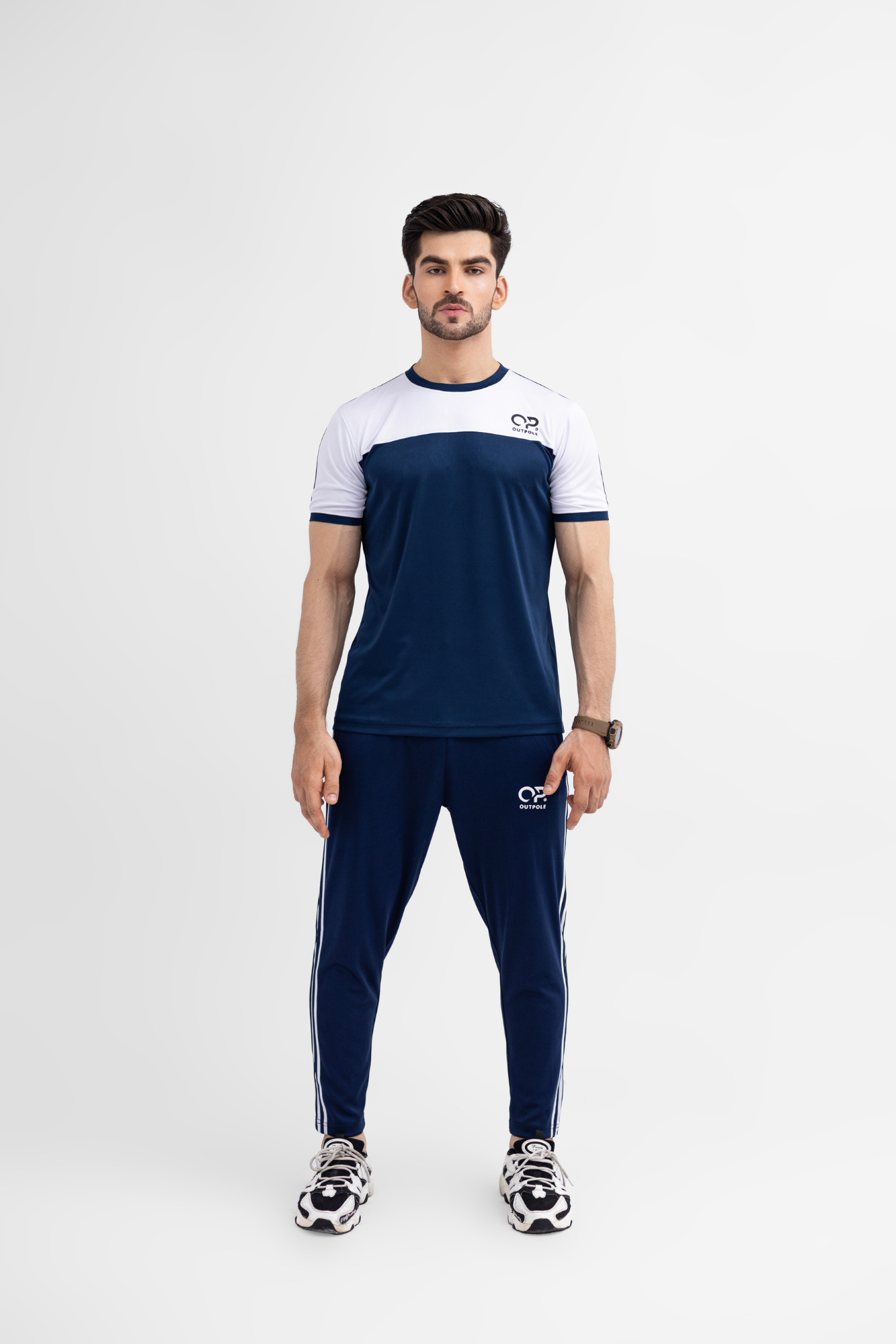 Men’s Dri-Fit Sportswear Set – Navy Blue & White Performance Combo