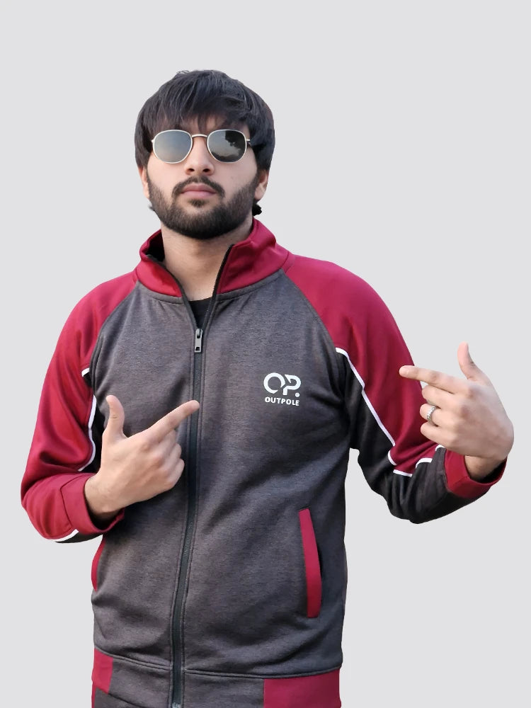 Maroon & Black Track Suit – Premium Winter Sportswear