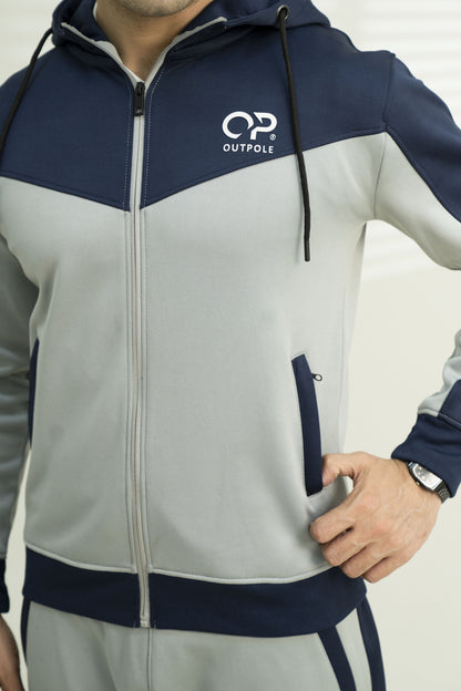 Outpole Grey & Navy Blue Track Suit – Elevate Your Winter Style