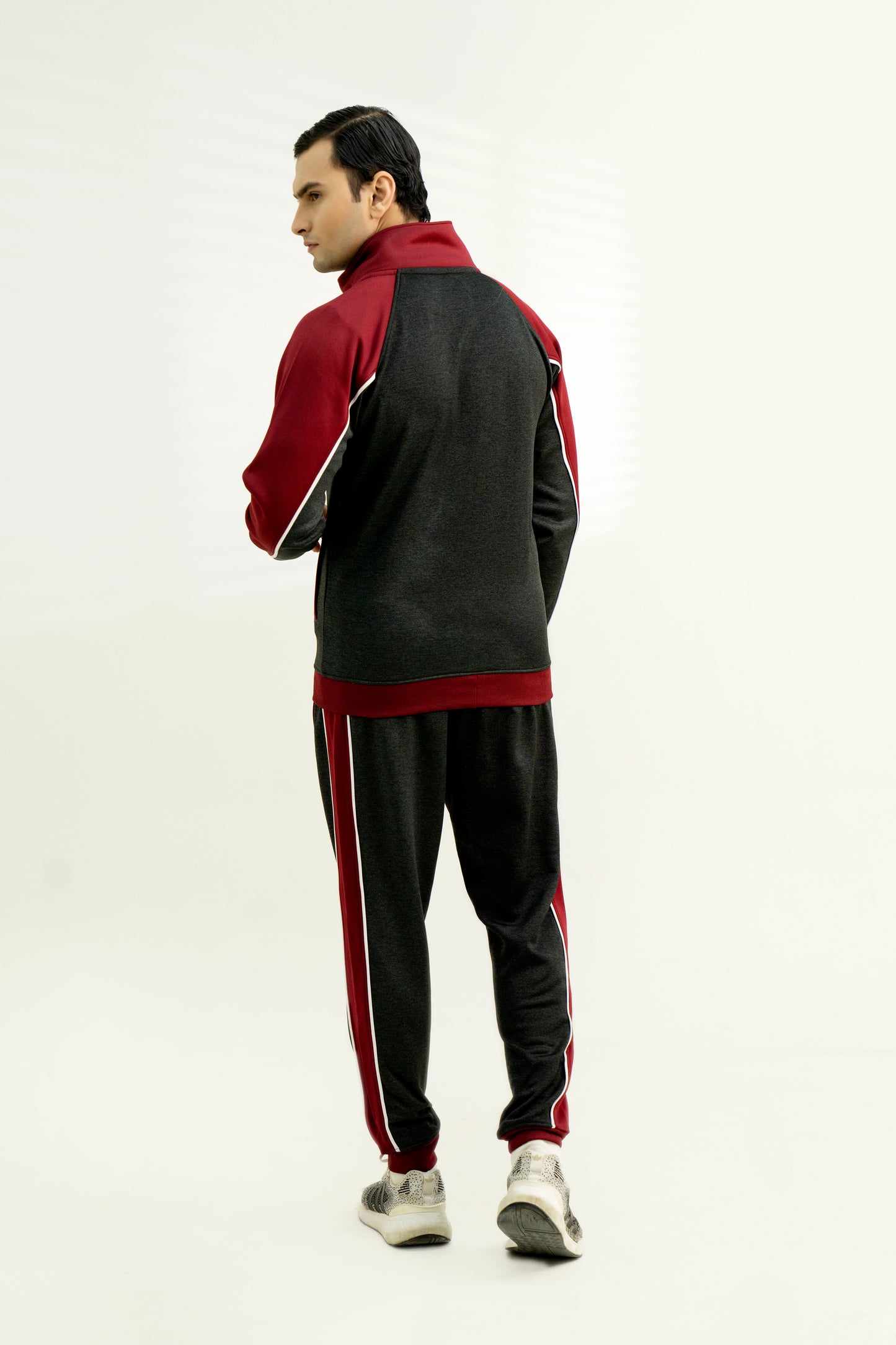 Dark Grey & Maroon Track Suit – Premium Winter Sportswear