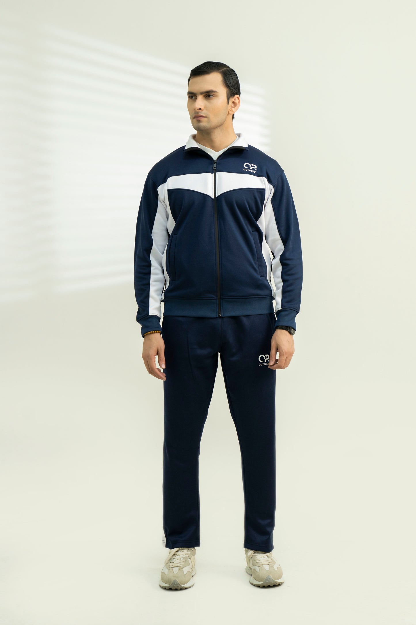 Outpole Blue with White Stripes Track Suit – Premium Winter Activewear