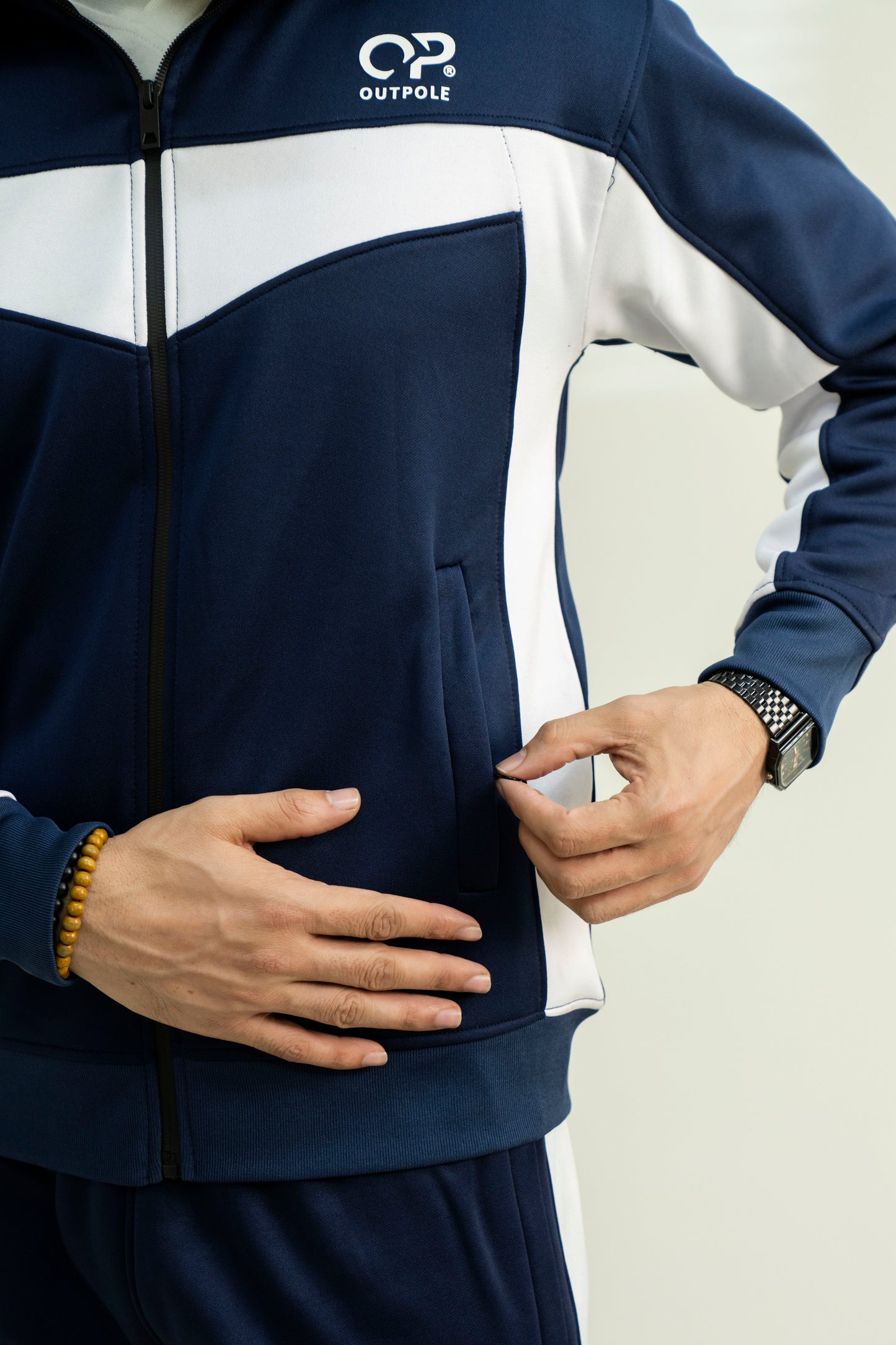 Outpole Blue with White Stripes Track Suit – Premium Winter Activewear