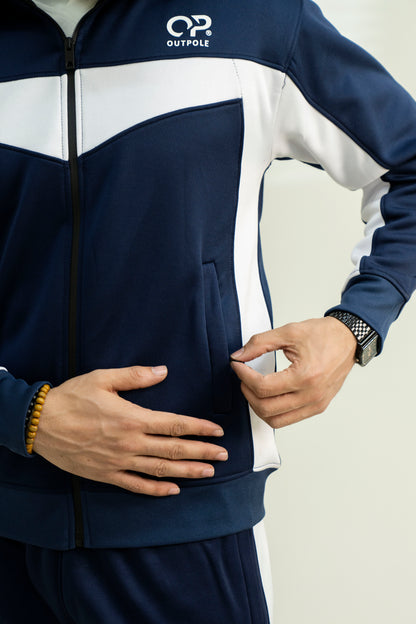 Outpole Blue with White Stripes Track Suit – Premium Winter Activewear