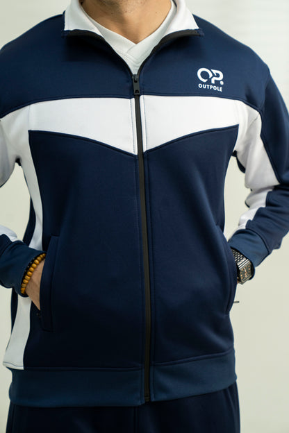 Outpole Blue with White Stripes Track Suit – Premium Winter Activewear
