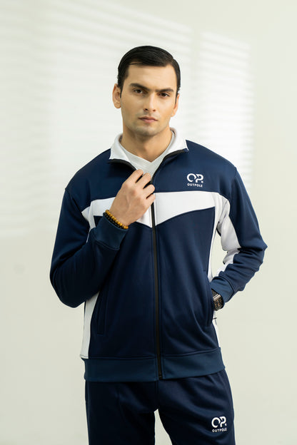 Outpole Blue with White Stripes Track Suit – Premium Winter Activewear