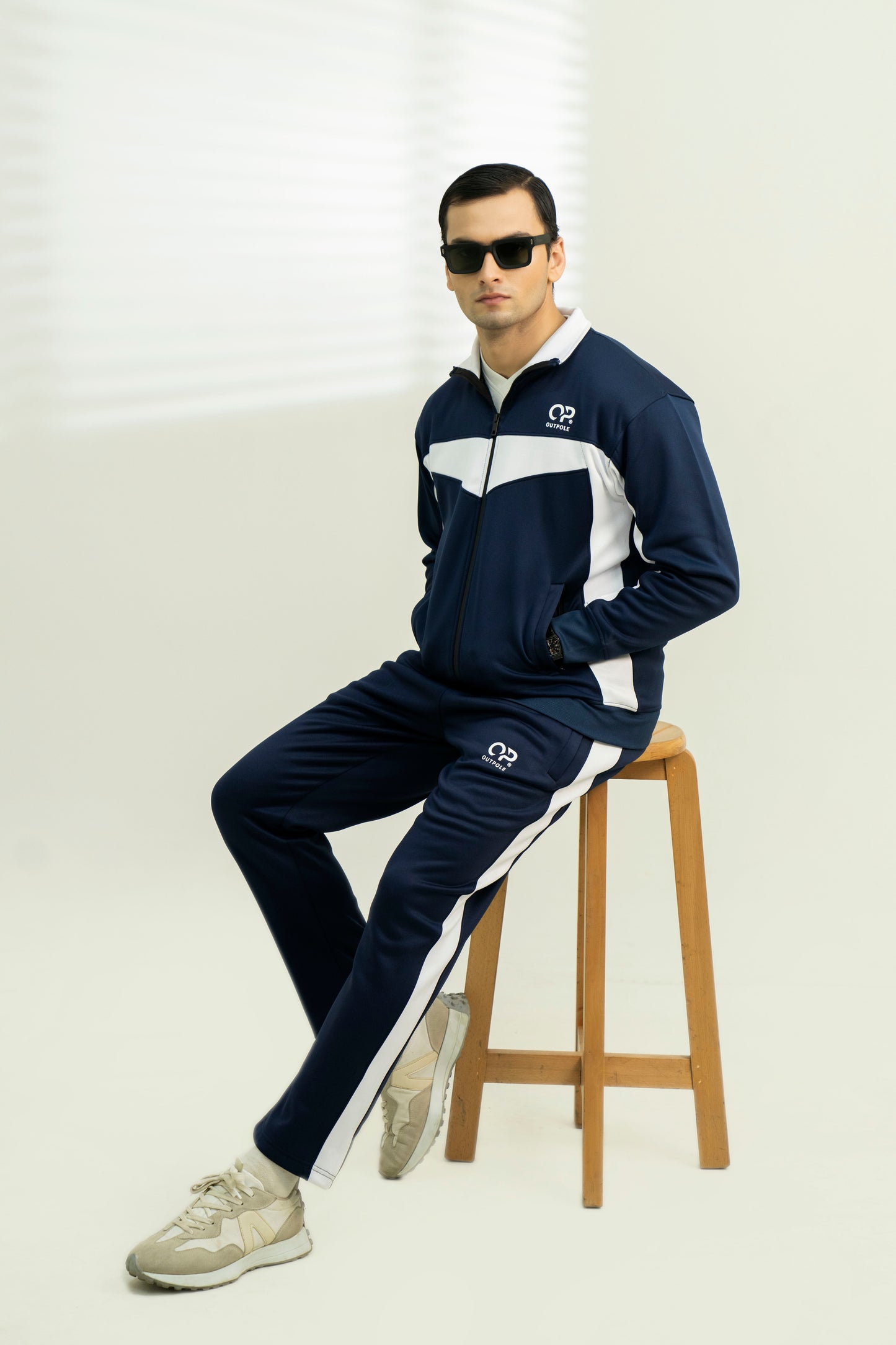 Outpole Blue with White Stripes Track Suit – Premium Winter Activewear