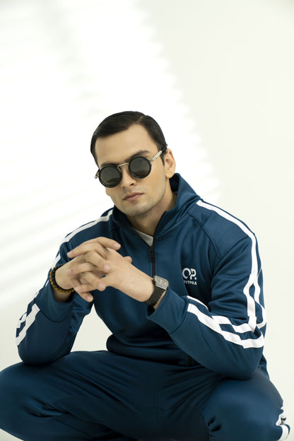 Outpole Zinc & White Stripe Track Suit – Sleek & Sporty