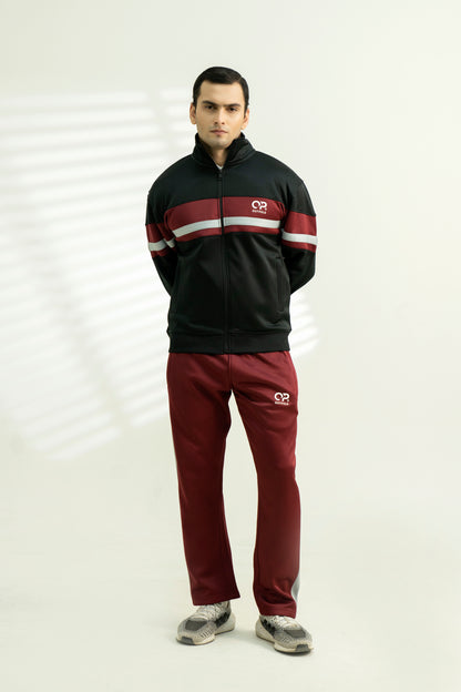Outpole Maroon & Black Track Suit – Bold & Sporty Winter Wear