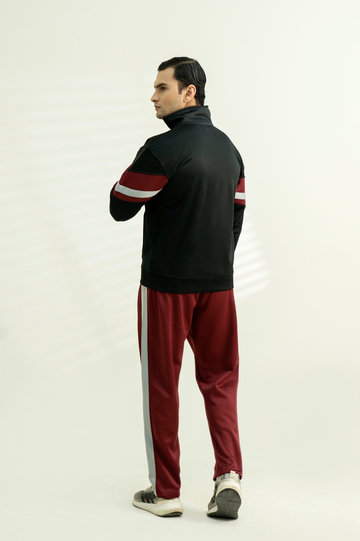 Outpole Maroon & Black Track Suit – Bold & Sporty Winter Wear