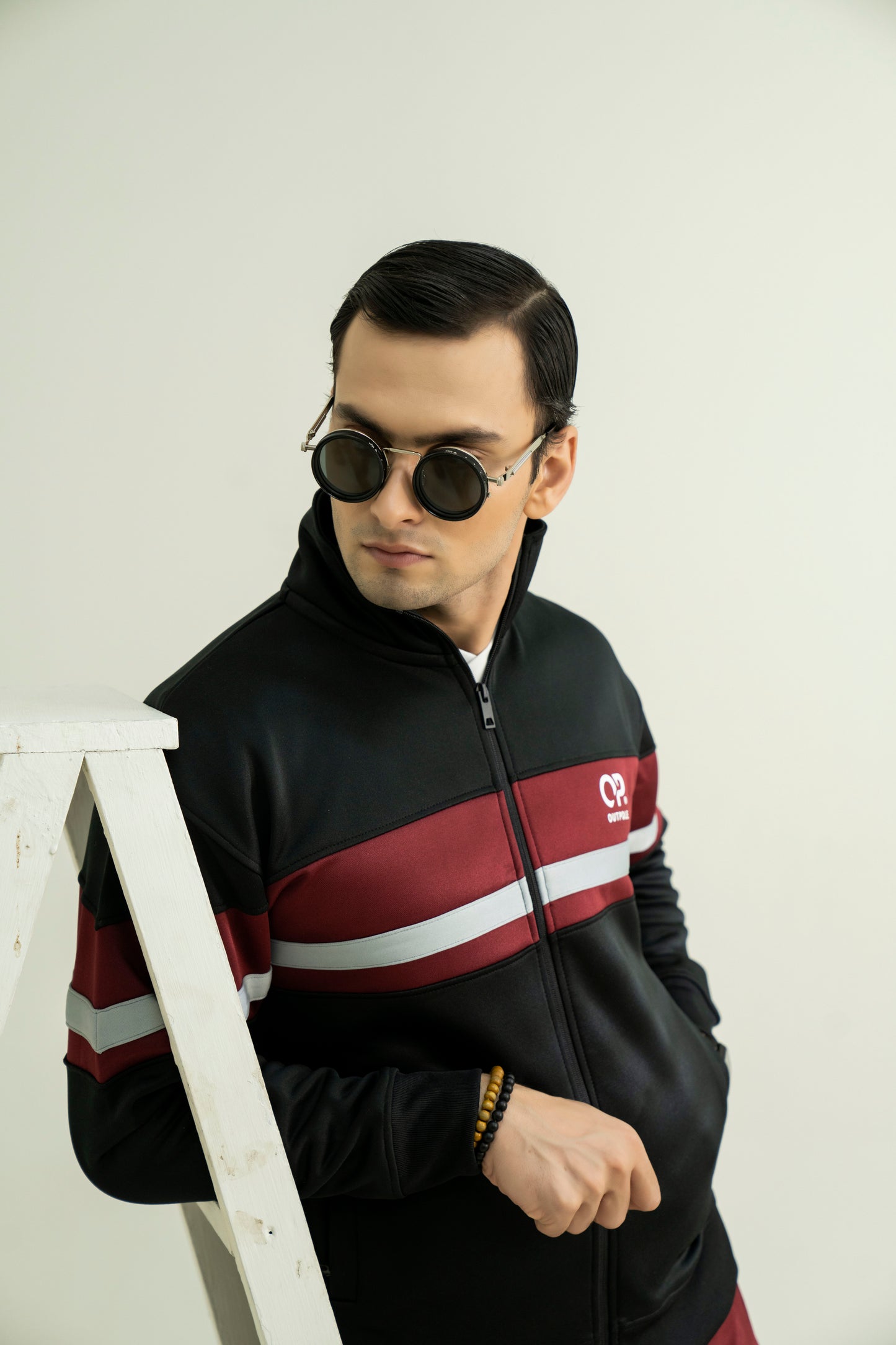 Outpole Maroon & Black Track Suit – Bold & Sporty Winter Wear