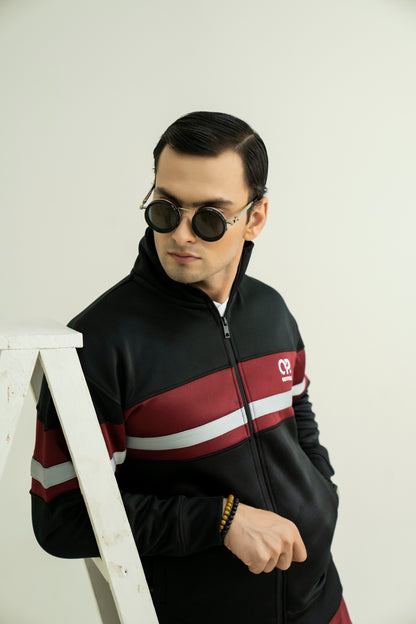 Outpole Maroon & Black Track Suit – Bold & Sporty Winter Wear