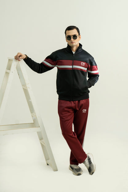 Outpole Maroon & Black Track Suit – Bold & Sporty Winter Wear