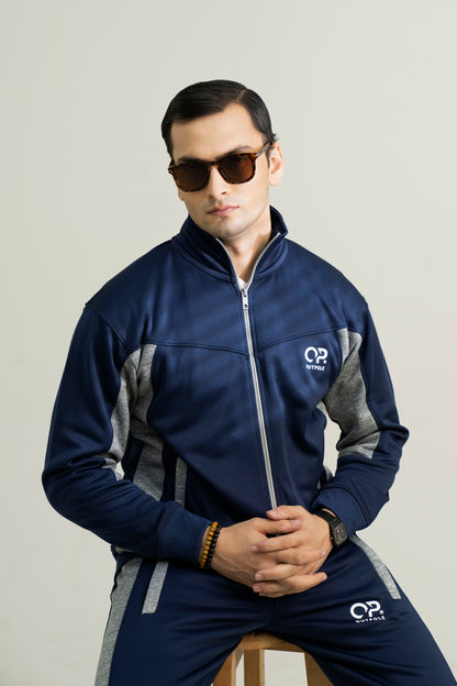 Blue with Grey Stripes Track Suit – Cozy Athletic Wear