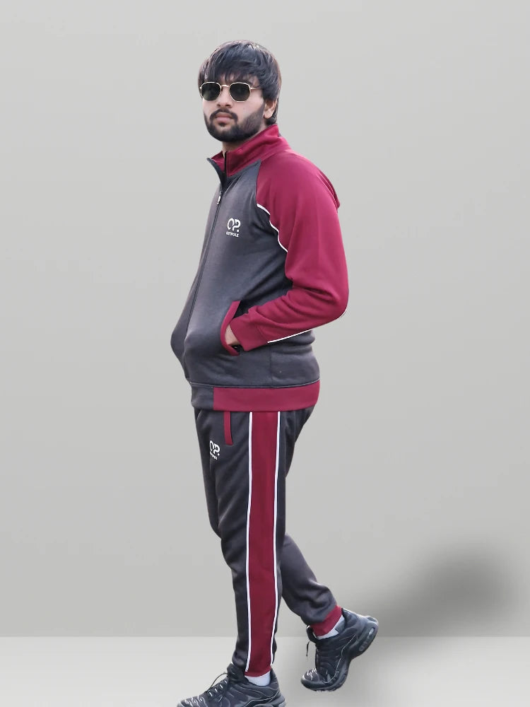 Maroon & Black Track Suit – Premium Winter Sportswear