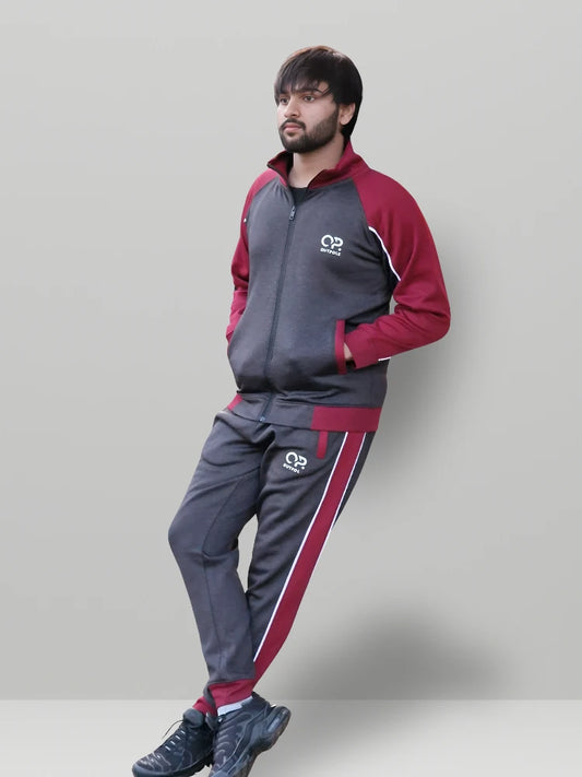 Maroon & Black Track Suit – Premium Winter Sportswear