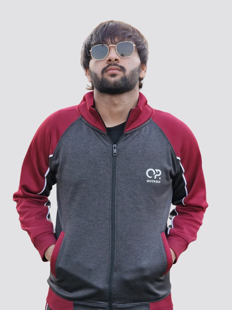 Maroon & Black Track Suit – Premium Winter Sportswear