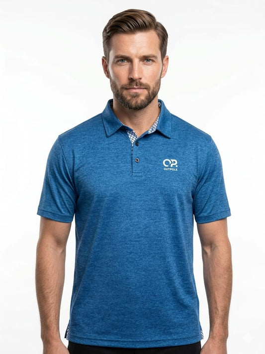 Outpole Blue Polo Tee – Lightweight Gym & Active Wear
