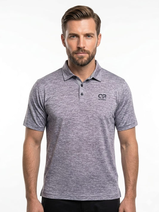 Outpole Grey Melange Polo – Soft, Breathable & Quick-Dry